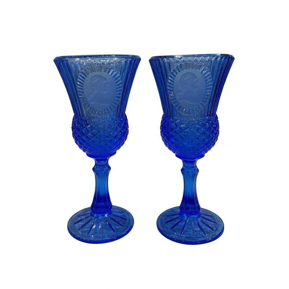 George Washington Blue Goblets (2) LE Smith Bicentennial America250 Celebration - Picture 2 of 12